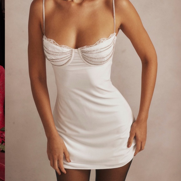 House of CB "Grace" Ivory Embellished Mini Dress - Picture 1 of 9